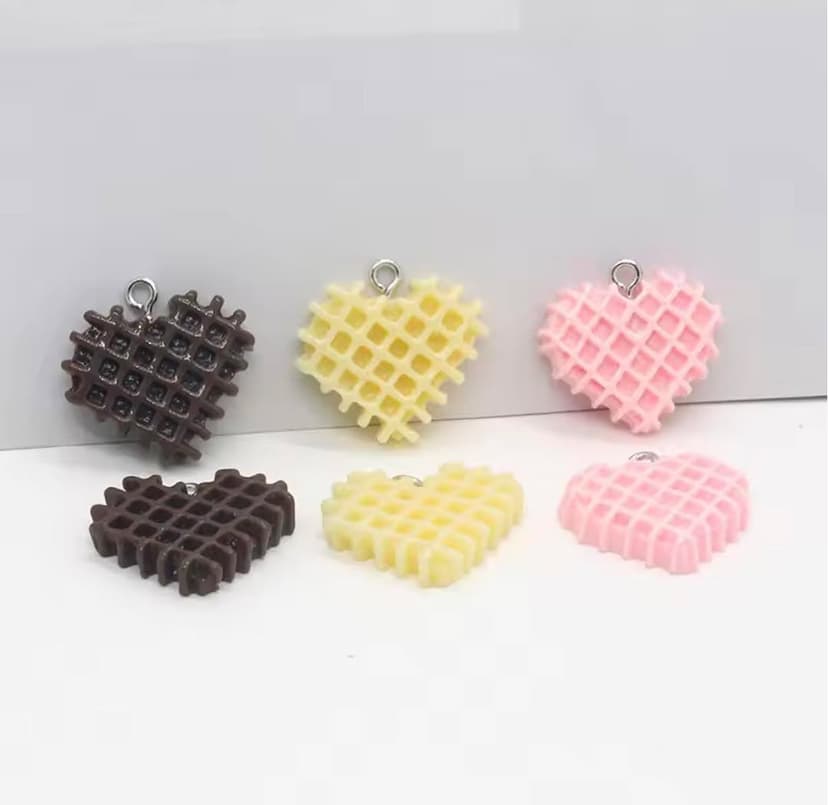 Resin Waffle Heart Charm